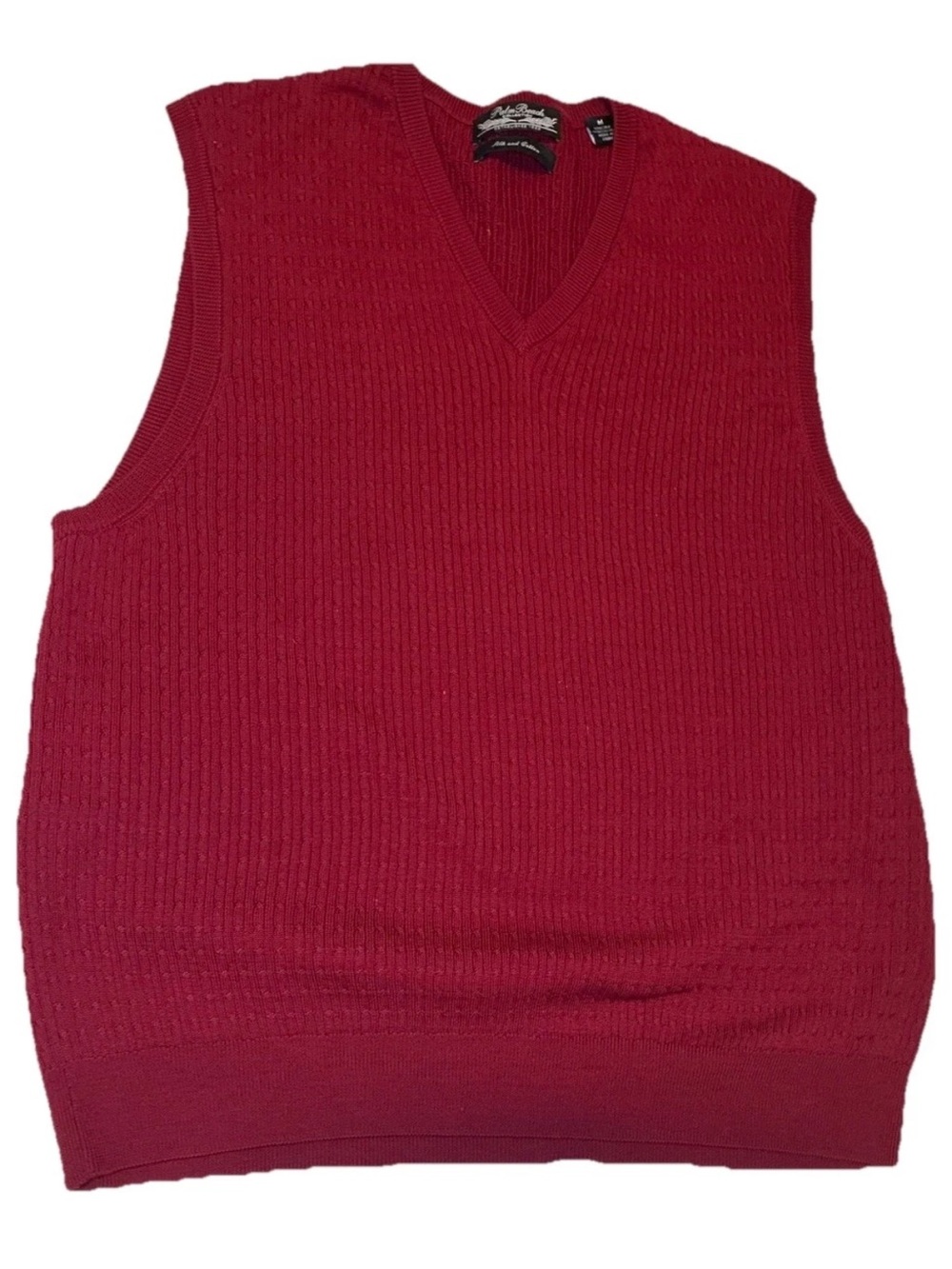 Palm Beach Silk & Cotton Sweater Vest Mens Medium Red Preppy Golf Grandpa Core